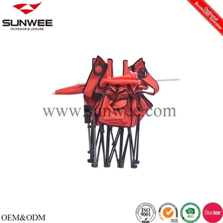 Double camping chair with cooler
