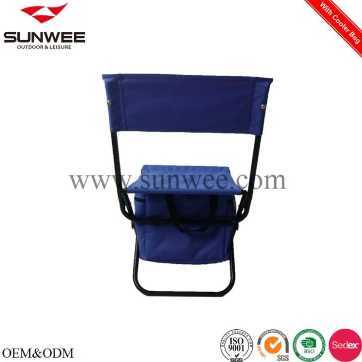 Camping stool with backrest and cooler bag