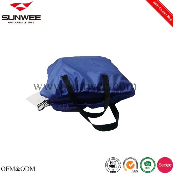 Folding stool with backrest and cooler bag