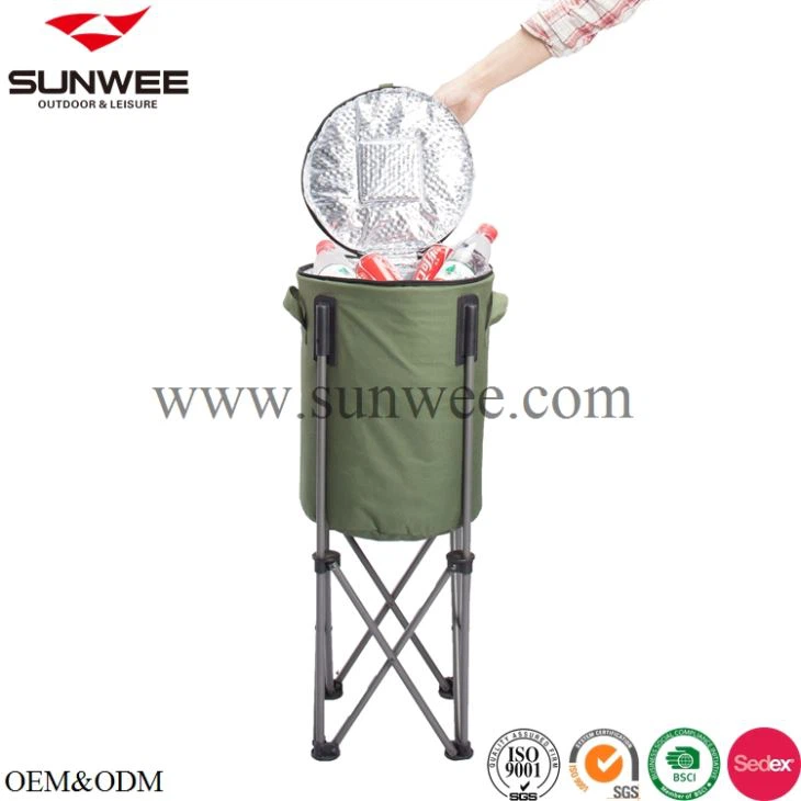Folding cooler tub with stand